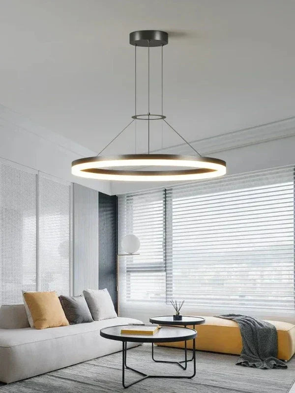 ElegantGlimmer | Moderne LED-belysning til spisestue | Flot sort ring-design | Perfekt til stue og køkken | Høj kvalitet & lang