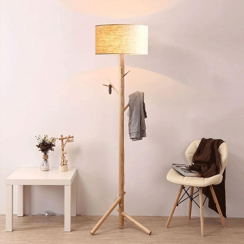 Mirenzo | Stående Lampe med Trædesign | Moderne Elegance og Naturlig Charme | Stilfuld Belysning til Stue, Soveværelse eller Kontor | Minimalistisk