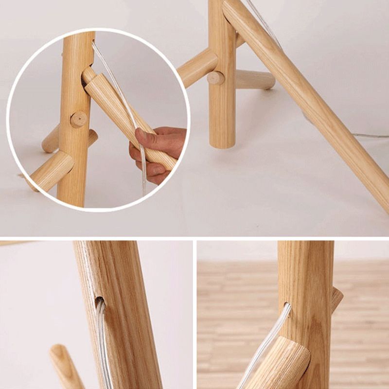 Mirenzo | Stående Lampe med Trædesign | Moderne Elegance og Naturlig Charme | Stilfuld Belysning til Stue, Soveværelse eller Kontor | Minimalistisk