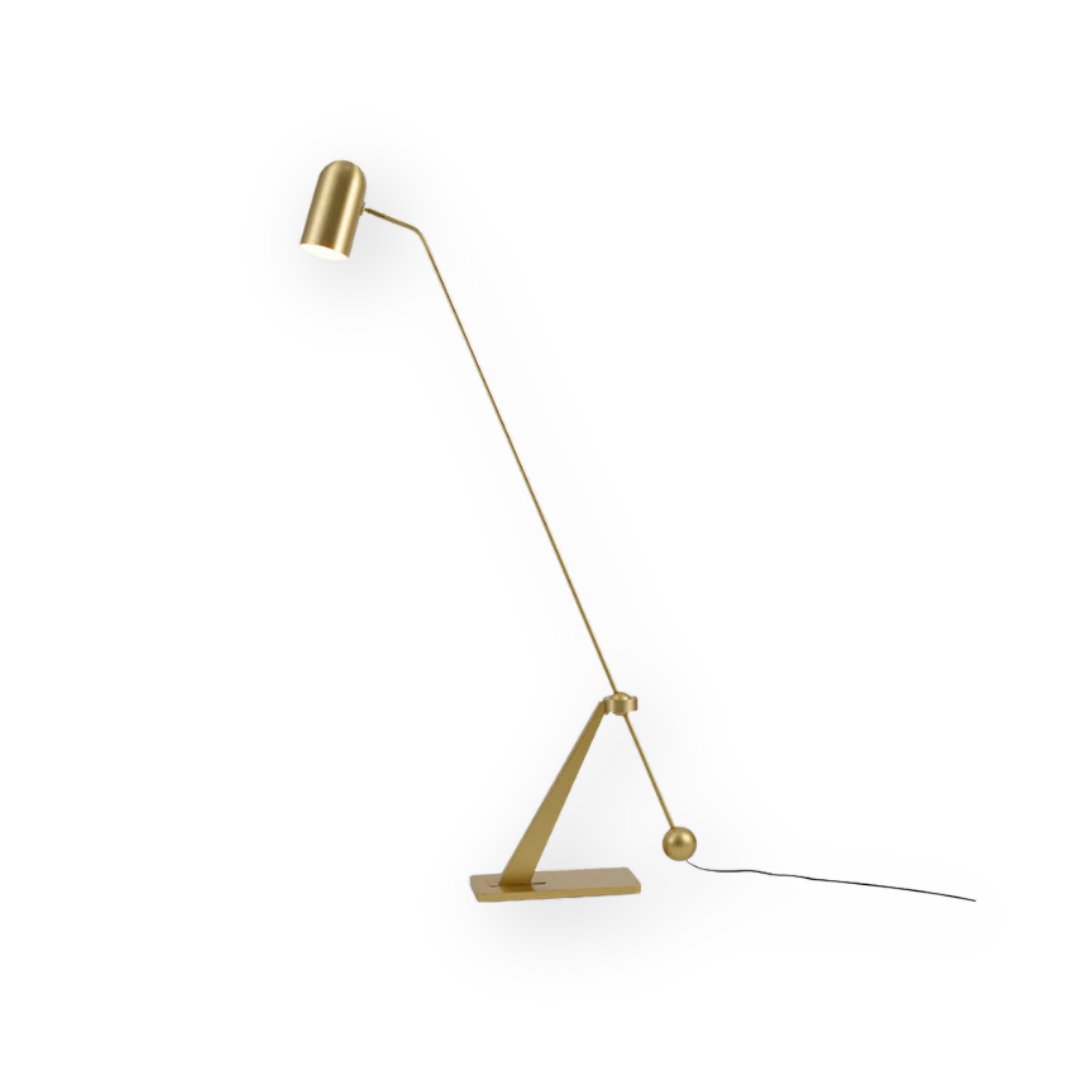 Sorvento | Gulvlampe | Elegant Design | Kontravægt Mekanisme | Moderne Håndværk | Minimalistisk Silhuet | Holdbarhed | Effektiv Lys | Højdejusterbar