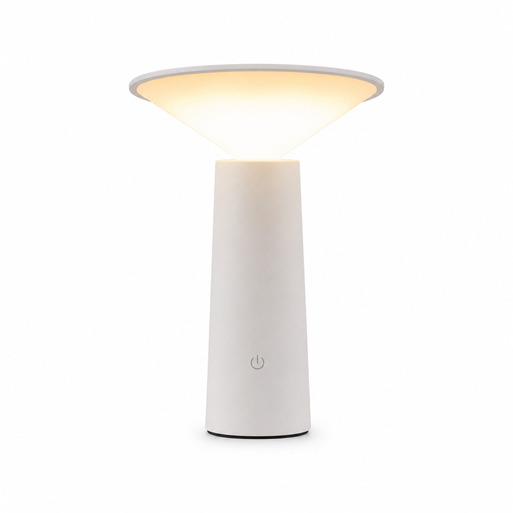Aurora LED Table Lamp | Modern Design | Dimmable Lighting | Adjustable Shade | Wireless & Rechargeable | Black & White | Luminart