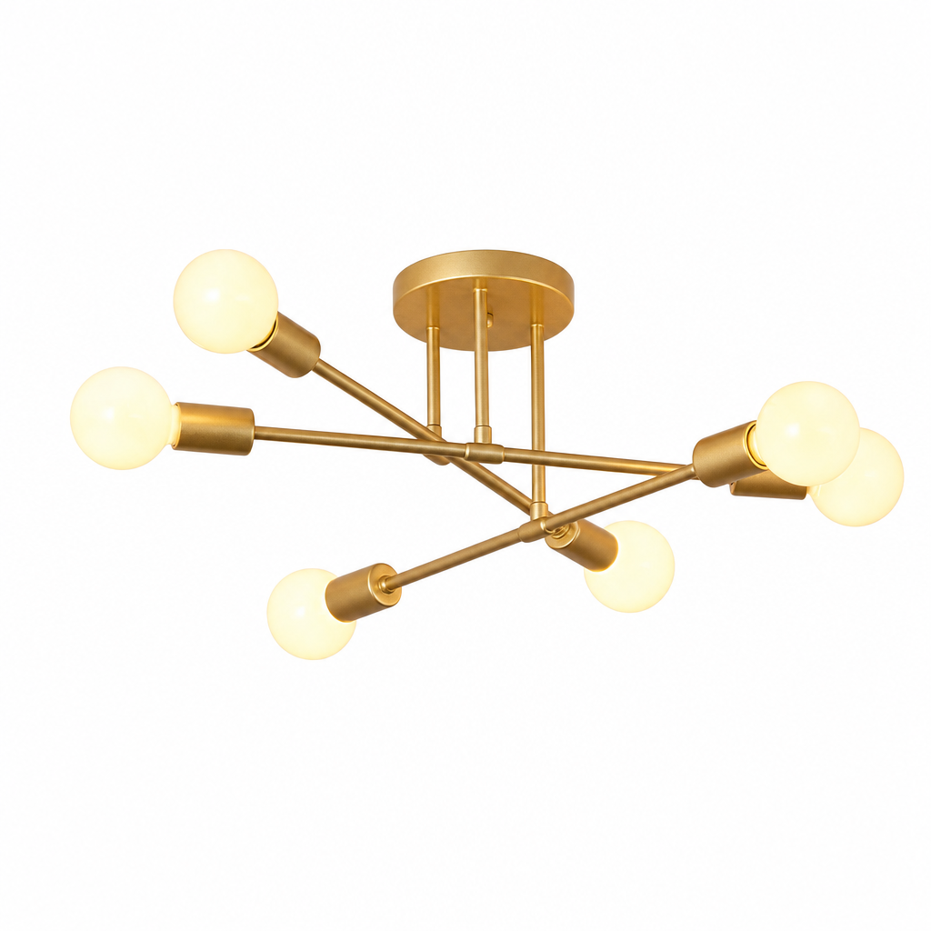 Modern Branch Chandelier | 6-Light E27 Base | Cast Iron | Varnished Finish | Living Room & Dining Room Ceiling Fixture