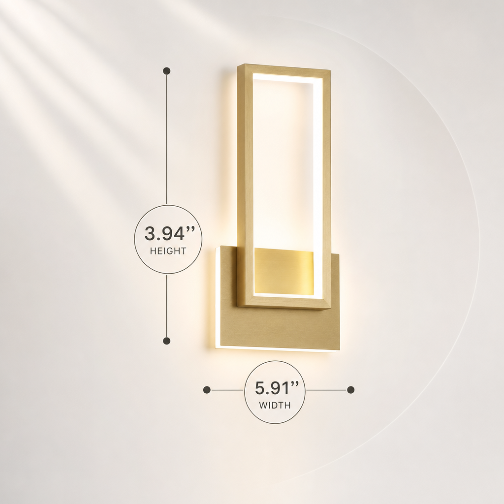 Luminoir Modern LED Wall Light | Gold Rectangular Design | Acrylic & Metal | Energy-Efficient | Bedroom & Living Room | 110V-240V
