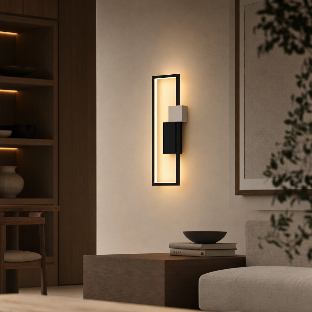 LumiSil LED Wall Light | Modern Square Design | Iron & Silicone | Energy Efficient | Black | 220V 6W | Stylish Home Lighting