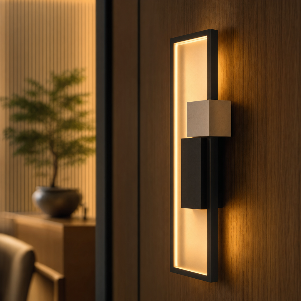 LumiSil LED Wall Light | Modern Square Design | Iron & Silicone | Energy Efficient | Black | 220V 6W | Stylish Home Lighting