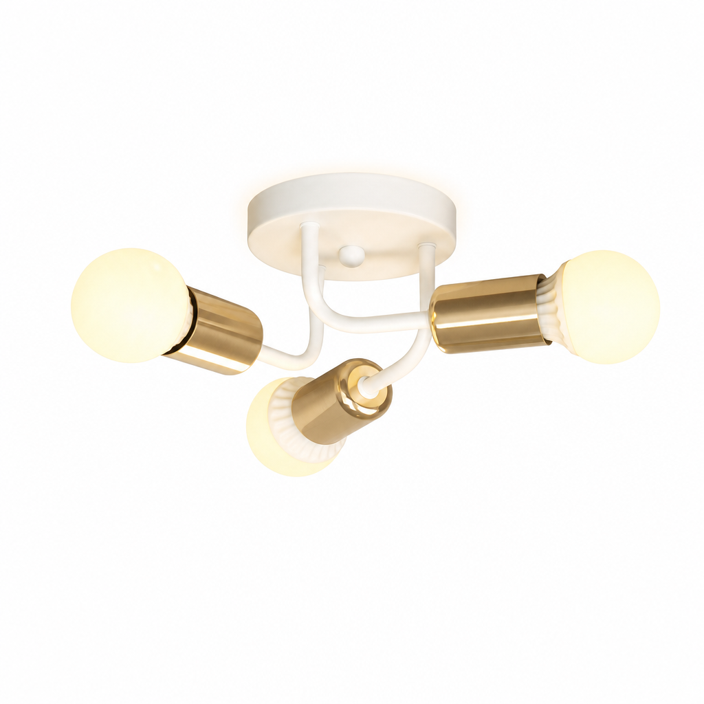 Modern Luxury 3-Light Metal Chandelier | Ceiling Fixture for Bedroom Dining Room Corridor | E27 Base | Semi Flush Mount