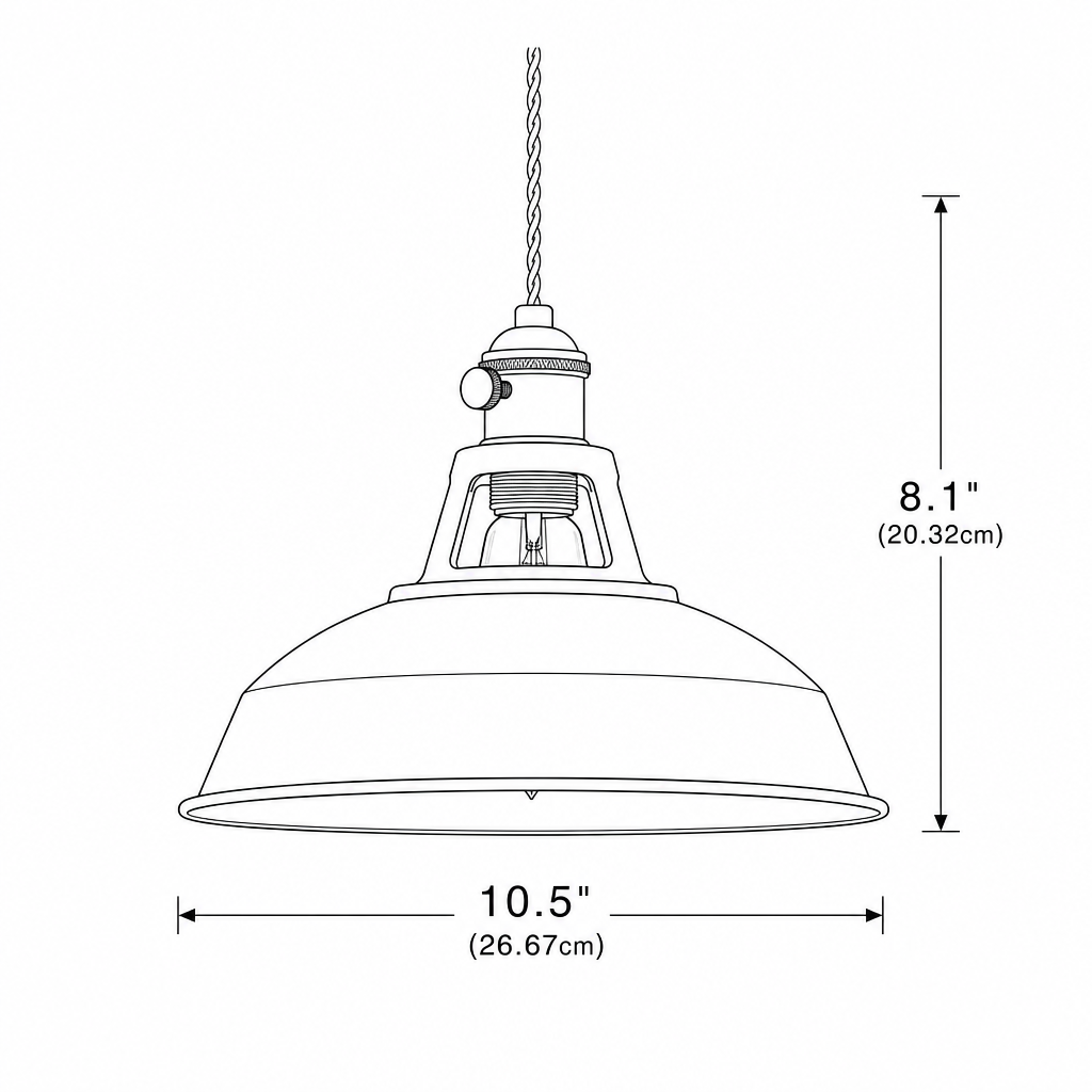 Retro taklampa | Industriell design | Metall | Justerbar kedja | Färgval | 1 ljuskälla | Idealisk för matsalar | Kompatibel med LED/glödlampor | E26/E27-sockel