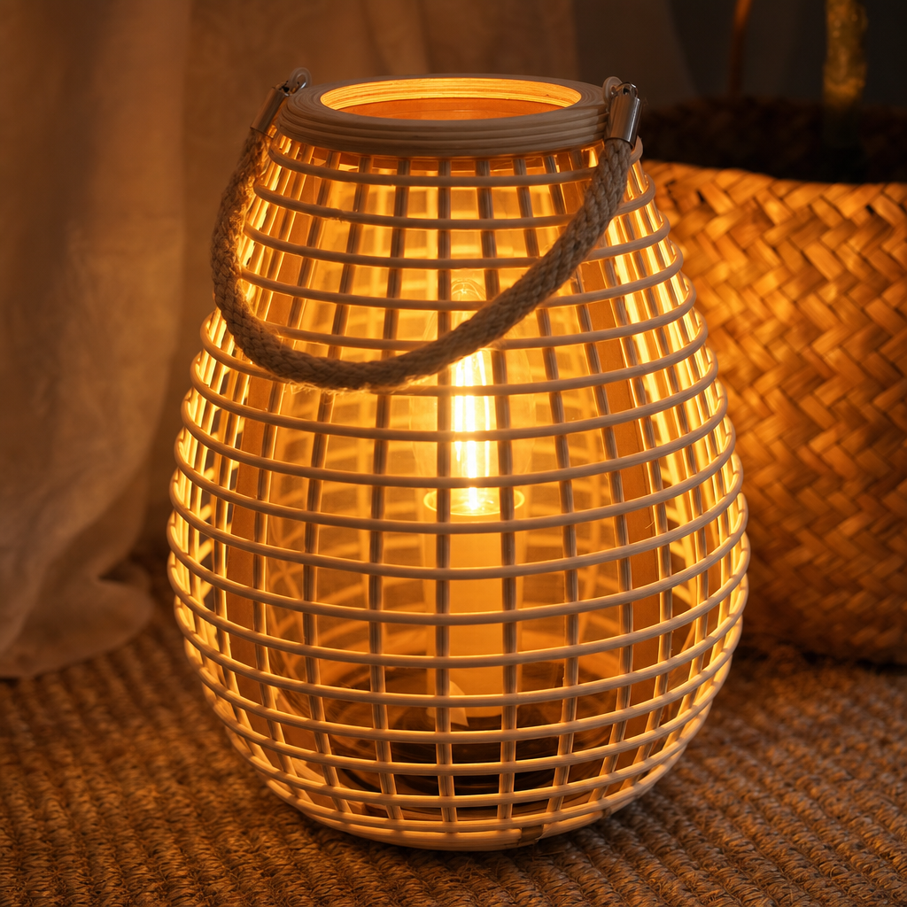 Handcrafted Vine Lantern with Candle Holder | Rustic Ambiance Decor | Wooden Tabletop Lamp for Home, Balcony, Restaurant | Candle holder