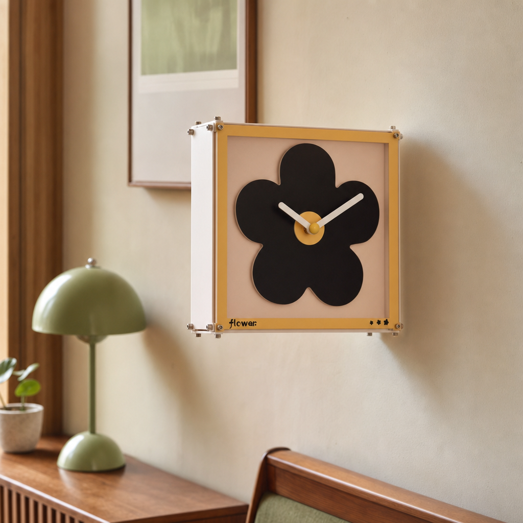 Creative Corner Dual-Sided Wall Clock | Silent Flower Design | High-Quality Retro Gift Decor | Eco-Friendly Material