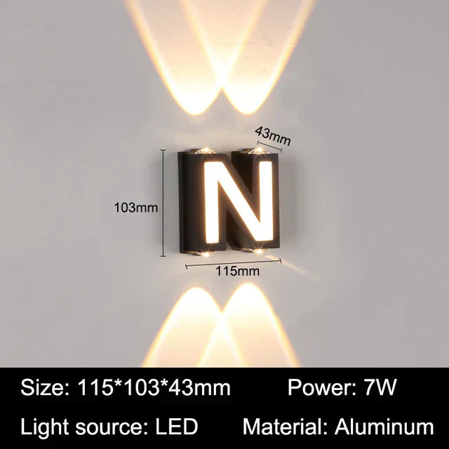 GlowLetters | Udendørs LED Væglampe | Tilpasningsbar Bogstav- og Symbolbelysning | Aluminium Design | Nem Installation | IP65 Vandtæt | Ideel til