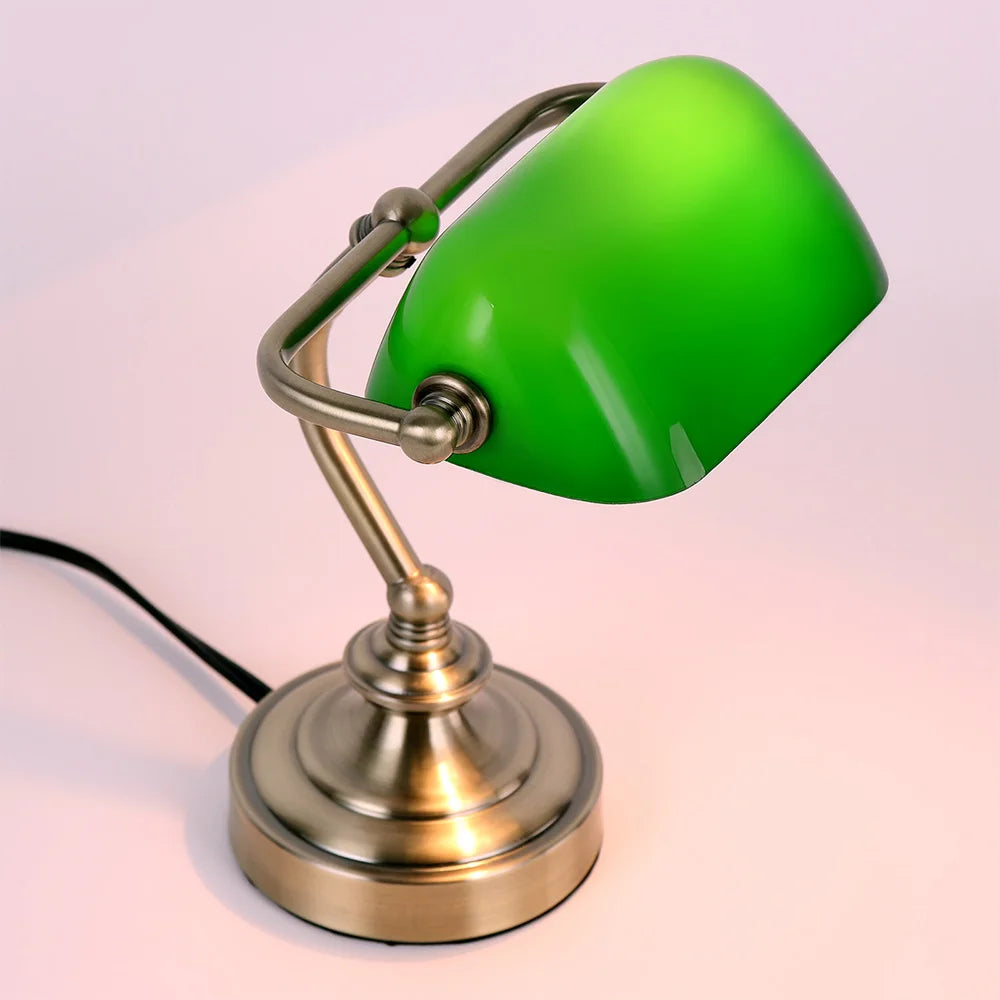 Retro Inspireret Mini Bordlampe | Justerbar Lysstråle | Kompakt Design | Metal & Glas | Ideel til