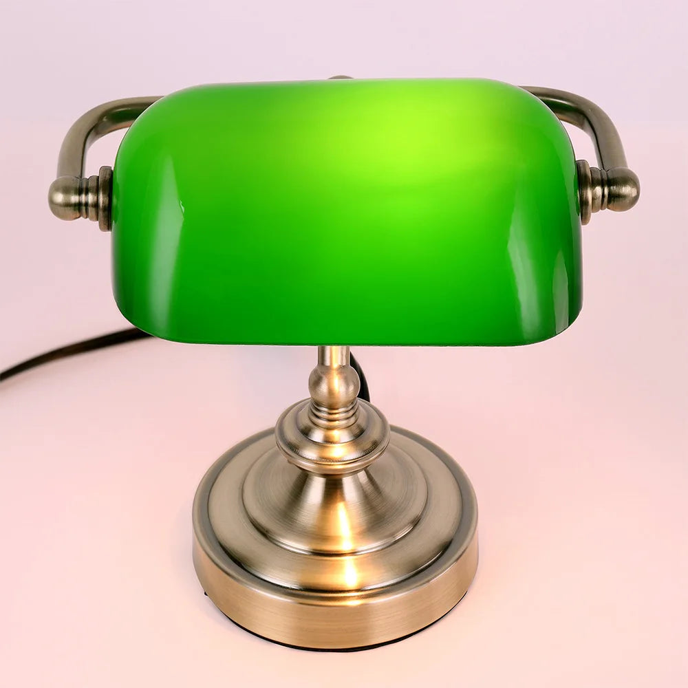 Retro Inspireret Mini Bordlampe | Justerbar Lysstråle | Kompakt Design | Metal & Glas | Ideel til