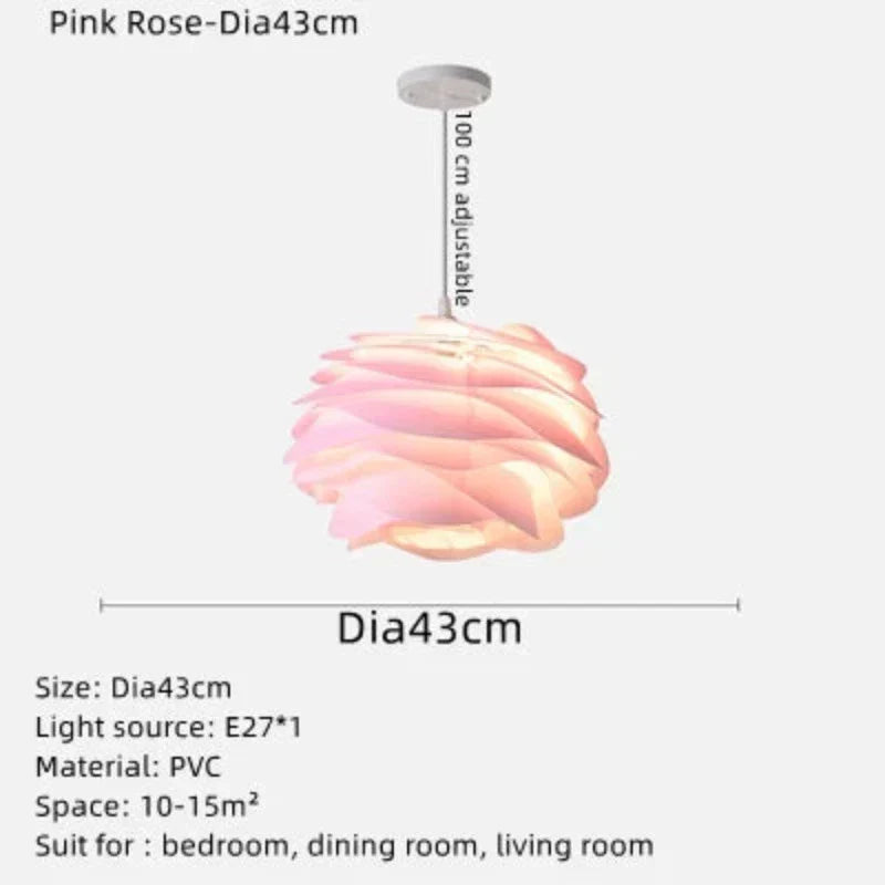 Glasblomst Loftslampe | Elegant Rosenkrans Design | Varm Belysning | Høj Kvalitet | D33cmH100cm | D43cmH100cm | Lampe til 5-10 m²