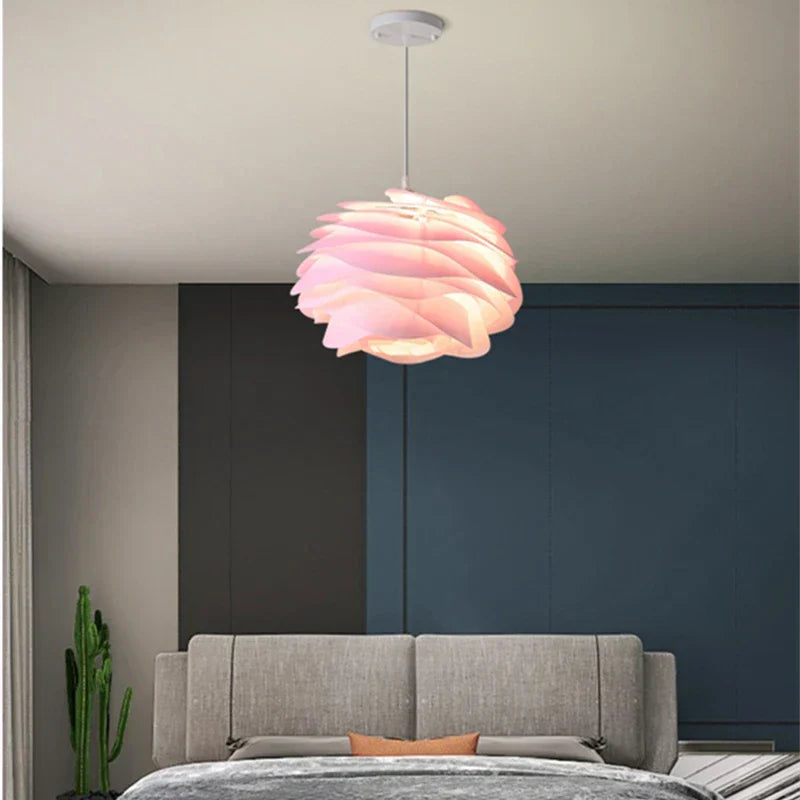Glasblomst Loftslampe | Elegant Rosenkrans Design | Varm Belysning | Høj Kvalitet | D33cmH100cm | D43cmH100cm | Lampe til 5-10 m²