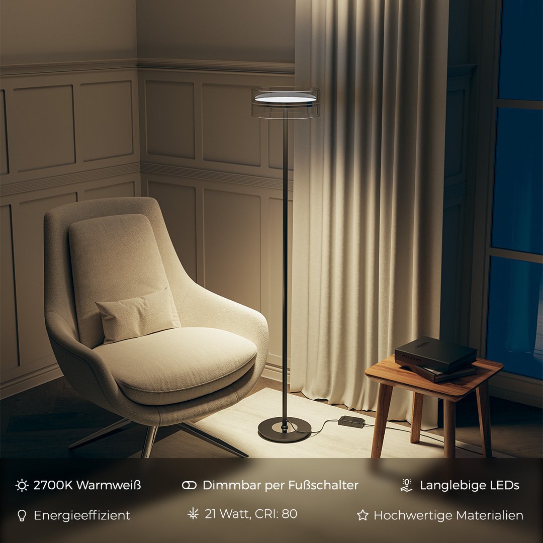 ZEPHYR | Elegant Gulvstående Belysning | Justerbar Lampe | Moderne Design | Klassiske Materialer | Høj Kvalitet | Varm Atmosfære | Perfekt til Stue