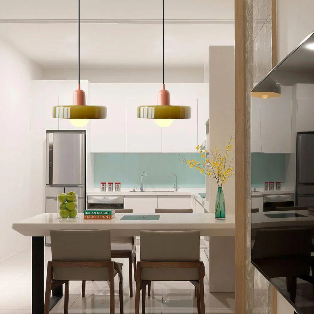 Artistic Ceiling Light | Colored Glass Design | Adjustable Hanging | Modern Home Decor Lighting
