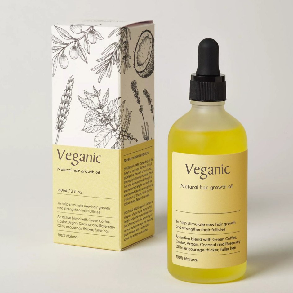 Naturlig Hårvækstserum | Vegansk Formulering med Castor-, Argan- og Kokosolie | Plejende Olier til Stærkere og Sundere Hår | Kemikaliefri og Velegnet